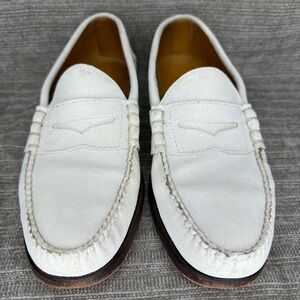 Ralph Lauren Men’s White Suede Leather Penny Loafers Made in USA Size 8 D